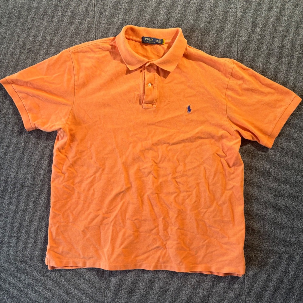 Polo Ralph Lauren Mens Orange Short Sleeve Pique Polo Shirt Big & Tall 1XB - Picture 1 of 7